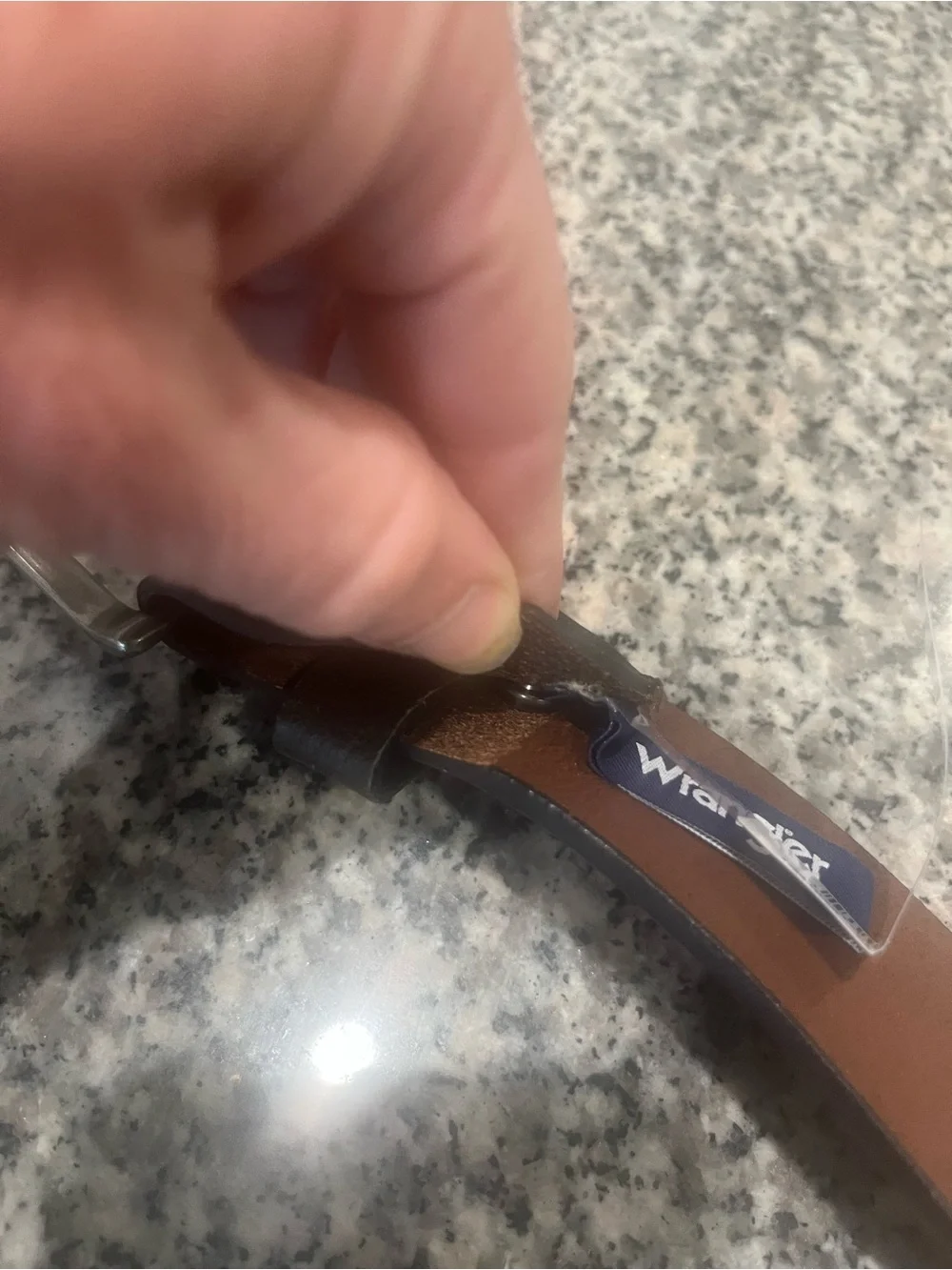 Wrangler Dark Brown Leather Belt with Contrast Stitching